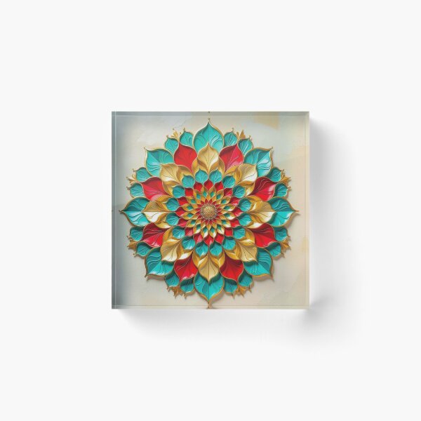 Item preview, Mandala Radiance – Golden Flowers, Teal Harmony & Visual Balance designed and sold by FotoworldEdel.