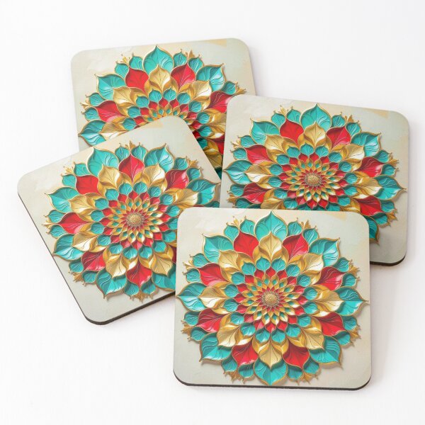 Item preview, Mandala Radiance – Golden Flowers, Teal Harmony & Visual Balance designed and sold by FotoworldEdel.