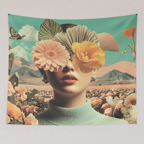 Item preview, Surreal Female Portrait With Flowers Covering Eyes designed and sold by Jirka Svetlik, Studio Illuvision.