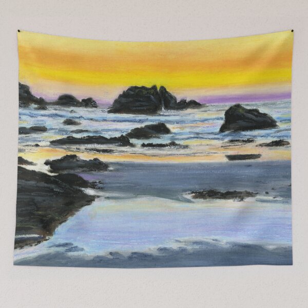 Item preview, Rocky Coastal View In Oil Pastels designed and sold by LymphomaLass.
