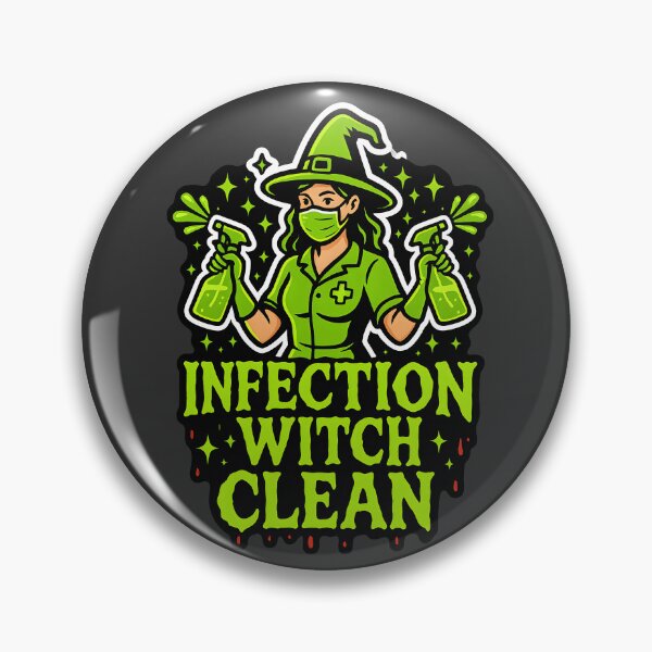 Item preview, Infection Witch Clean – Halloween Witch T-Shirt for Female Infection Control Nurses – Spooky Neon Green Design designed and sold by ClinicalHubs.