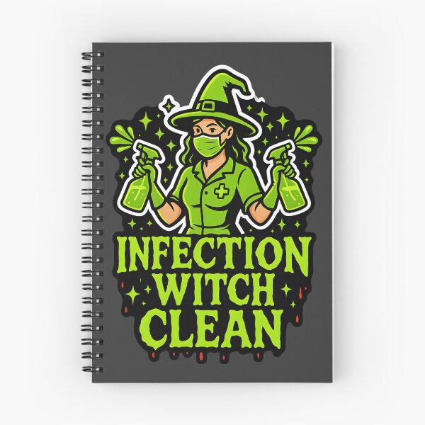 Item preview, Infection Witch Clean – Halloween Witch T-Shirt for Female Infection Control Nurses – Spooky Neon Green Design designed and sold by ClinicalHubs.