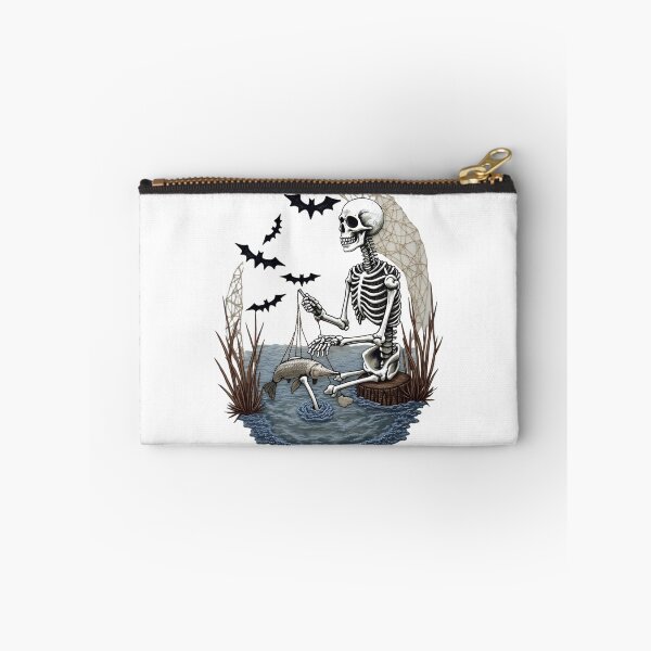 Item preview, Skeleton Sitting and Fishing with Bats at Pond designed and sold by ArtDesignTp.