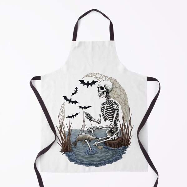 Item preview, Skeleton Sitting and Fishing with Bats at Pond designed and sold by ArtDesignTp.