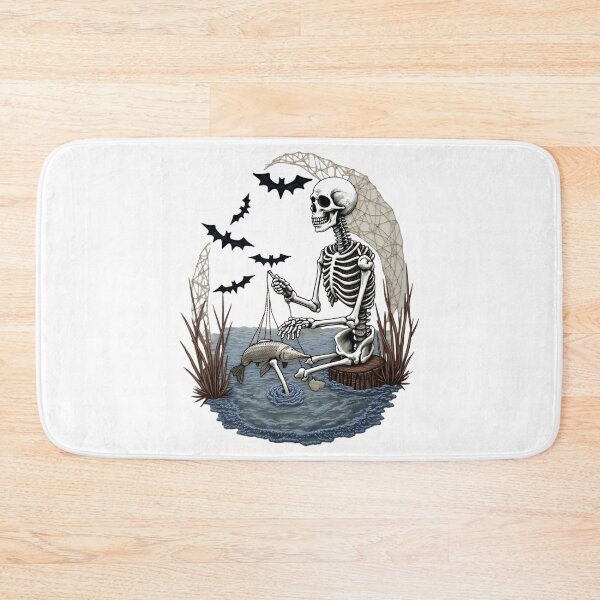 Item preview, Skeleton Sitting and Fishing with Bats at Pond designed and sold by ArtDesignTp.