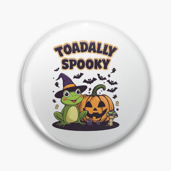 Item preview, Toadally Spooky Cute Witch Frog with Pumpkin and Bats Halloween Art designed and sold by ArtDesignTp.