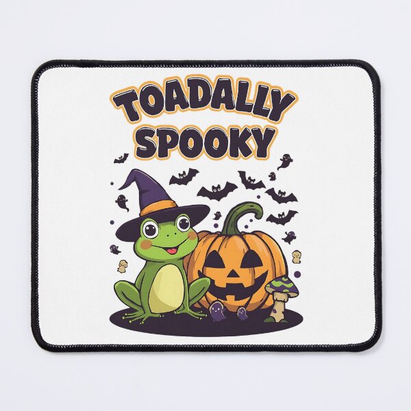 Item preview, Toadally Spooky Cute Witch Frog with Pumpkin and Bats Halloween Art designed and sold by ArtDesignTp.