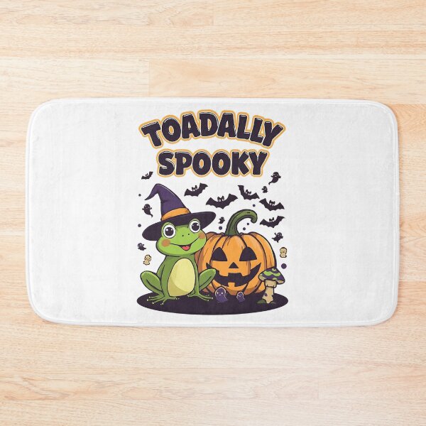Item preview, Toadally Spooky Cute Witch Frog with Pumpkin and Bats Halloween Art designed and sold by ArtDesignTp.