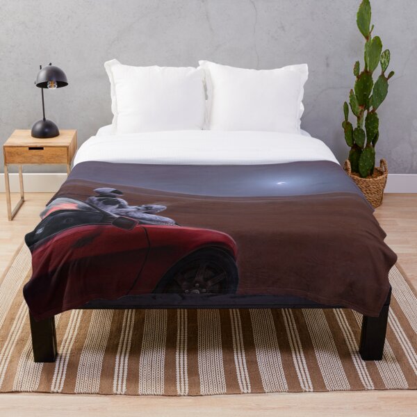 Red Car on the Red Planet Throw Blanket
