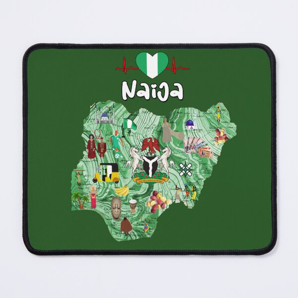 Item preview, Nigeria map - illustrated Naija map designed and sold by Youngkev-arts.
