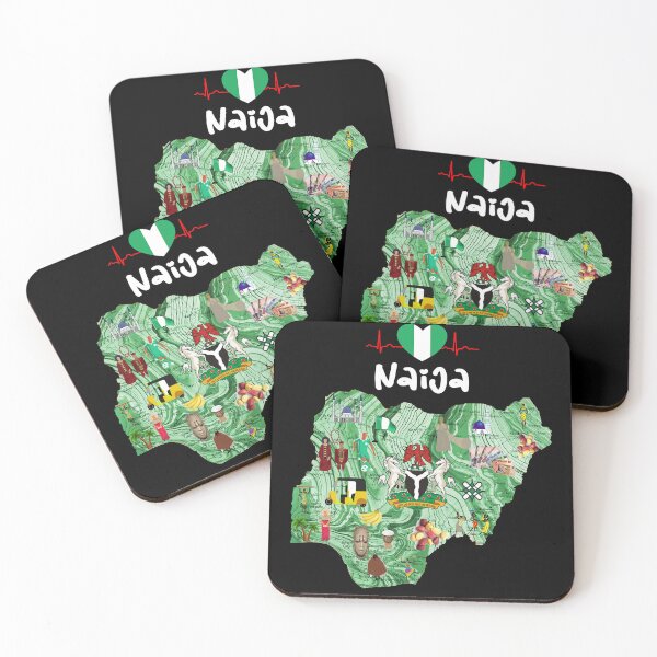 Item preview, Nigeria map - illustrated Naija map designed and sold by Youngkev-arts.