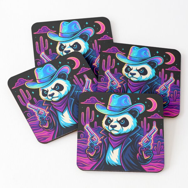 Item preview, Futuristic Cowboy Panda in the Neon Desert designed and sold by kyokugen.
