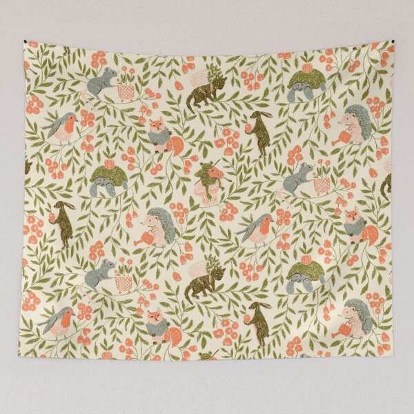 Item preview, Whimsical Animals in a Wild Garden with Flowers designed and sold by Ema Tudose.