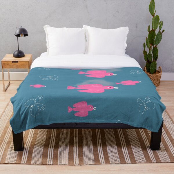 Item preview, Magenta Magical Flight: Naive Pattern of Birds and Butterflies on a Celestial Sky designed and sold by AcuarelasCA.