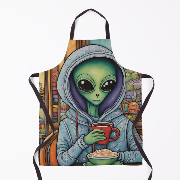 Item preview, Alien drinking coffee in a coffee shop designed and sold by Colin Bentham.