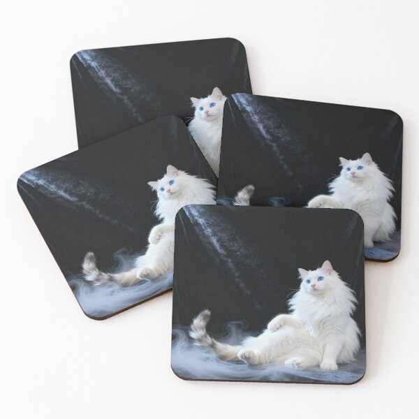 Item preview, Majestic White Cat with Sapphire Eyes designed and sold by BlackGoldenCats.
