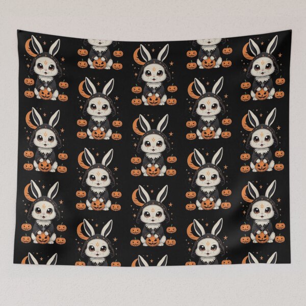 Item preview, Cute Gothic Bunny with Jack-o-Lantern designed and sold by Witch Queen Clothing.