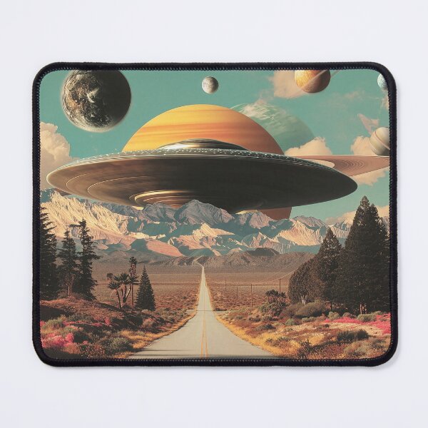 Item preview, Surreal Landscape with Road, Saturn, and Floating Planets designed and sold by Jirka Svetlik, Studio Illuvision.