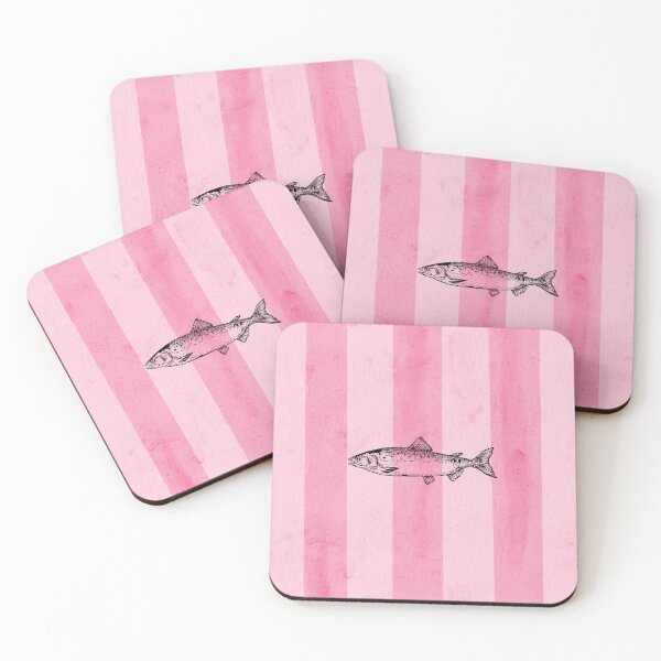 Item preview, Sardina Glam: Pink Watercolor Stripes and Contrast Marine Art designed and sold by AcuarelasCA.