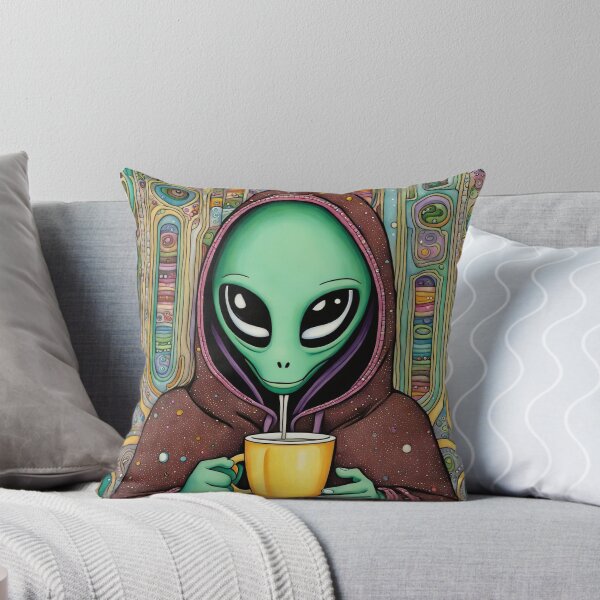Item preview, Alien drinking coffee in a coffee shop designed and sold by Colin Bentham.