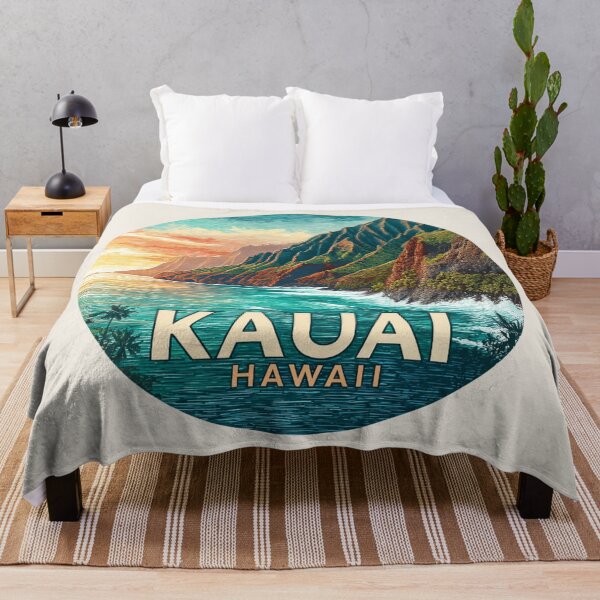 Item preview, Kauai Hawaii Vintage Travel Sticker - Retro Mountains & Ocean Sunset designed and sold by Blurbean.
