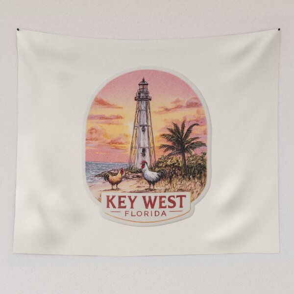 Item preview, Key West Florida Vintage Travel Sticker - Retro Lighthouse & Island Sunset designed and sold by Blurbean.