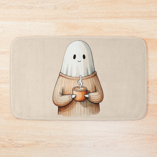 Item preview, Cozy Ghost with Coffee | Cute Halloween Autumn Art designed and sold by Ombrya.