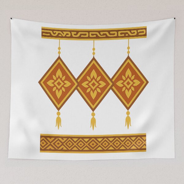 Item preview, LaiThai Triple Tung Emblem (Gold & Vermilion) designed and sold by LaiThaiPatterns.