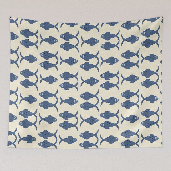 Item preview, Blue Fish Pattern – Nautical Minimalist Ocean Design designed and sold by Almanzart.