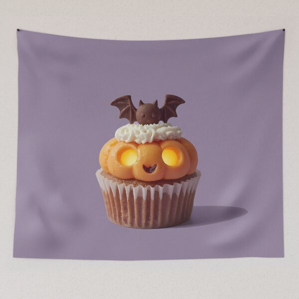 Item preview, Kawaii Pumpkin Cupcake | Cute Pastel Halloween Dessert Art designed and sold by PawxelArt.