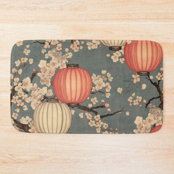 Item preview, Seamless Lantern and Cherry Blossom Pattern – Japanese Festival Design designed and sold by Vandy Fullam.