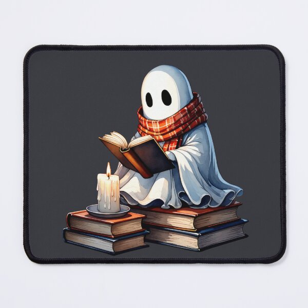 Item preview, Cozy Ghost Reading by Candlelight | Spooky Cute Bookish Art designed and sold by Ombrya.