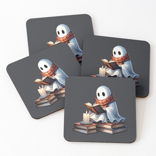 Item preview, Cozy Ghost Reading by Candlelight | Spooky Cute Bookish Art designed and sold by Ombrya.