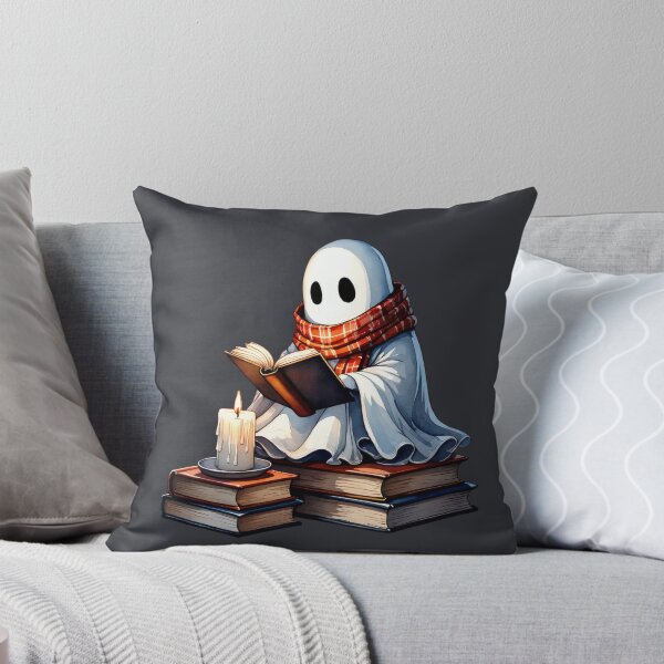 Item preview, Cozy Ghost Reading by Candlelight | Spooky Cute Bookish Art designed and sold by Ombrya.