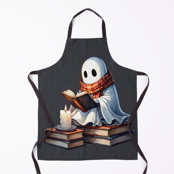 Item preview, Cozy Ghost Reading by Candlelight | Spooky Cute Bookish Art designed and sold by Ombrya.