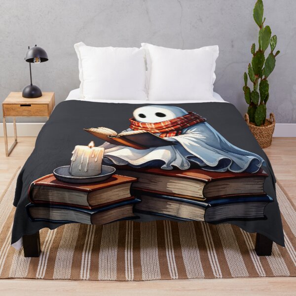 Item preview, Cozy Ghost Reading by Candlelight | Spooky Cute Bookish Art designed and sold by Ombrya.