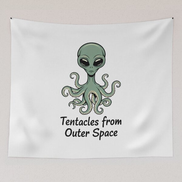 Item preview, Alien Head with Octopus Tentacles in Vintage Retro Style designed and sold by SplashTastic.