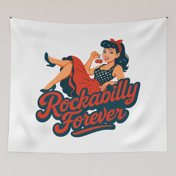 Item preview, Rockabilly forever cherries woman 50s retro gift designed and sold by Pineapple-Tree.