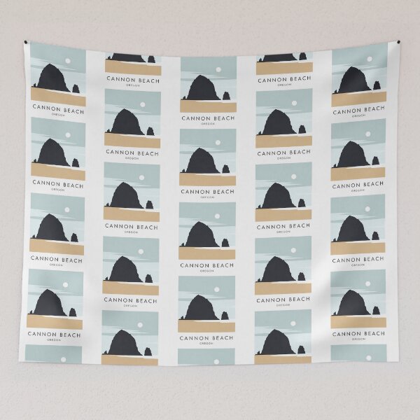 Item preview, Minimalist Cannon Beach, Oregon - Modern Haystack Rock Art Print designed and sold by Digital Dreams Arts.