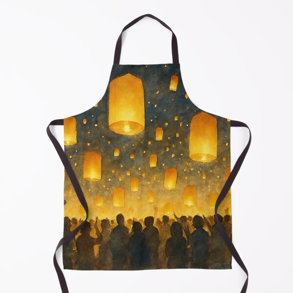 Item preview, Lantern Night — Yi Peng Sky Lantern Festival (Watercolor, Horizontal) designed and sold by LaiThaiPatterns.