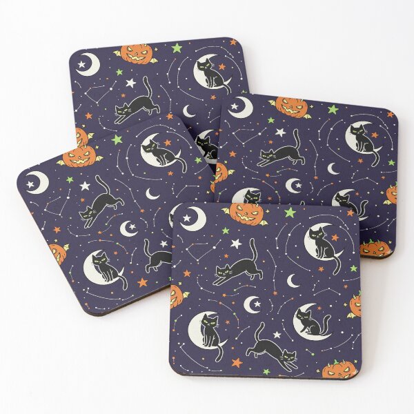 Item preview, Witchy Black Cat Pattern | Spooky Halloween Moon and Stars designed and sold by Preat Landscape Vector.