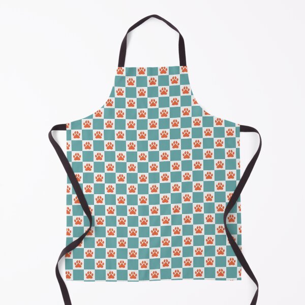 Item preview, Paw Print Checkerboard pattern - teal + white + orange designed and sold by Shelley Winters.