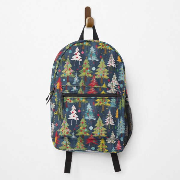 Item preview, Funky Colorful Christmas Trees with Drippy Paint And a Dark Blue background designed and sold by CarrollGene.