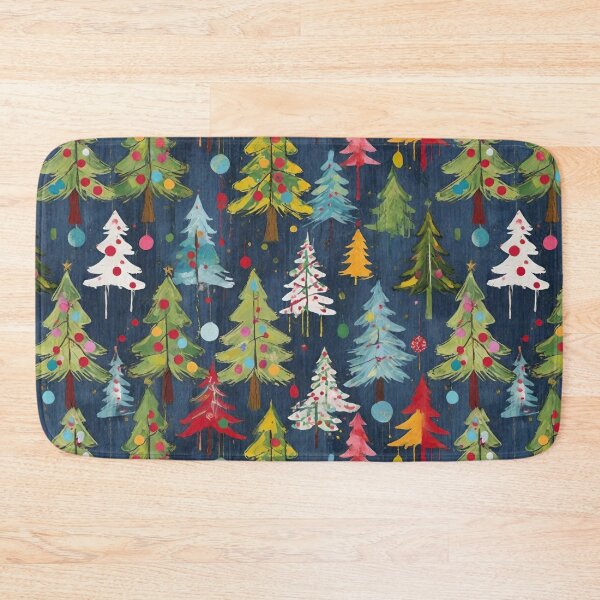 Item preview, Funky Colorful Christmas Trees with Drippy Paint And a Dark Blue background designed and sold by CarrollGene.
