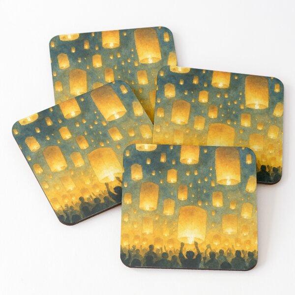 Item preview, Lantern Night — Yi Peng Sky Lantern Festival 2 (Watercolor) designed and sold by LaiThaiPatterns.