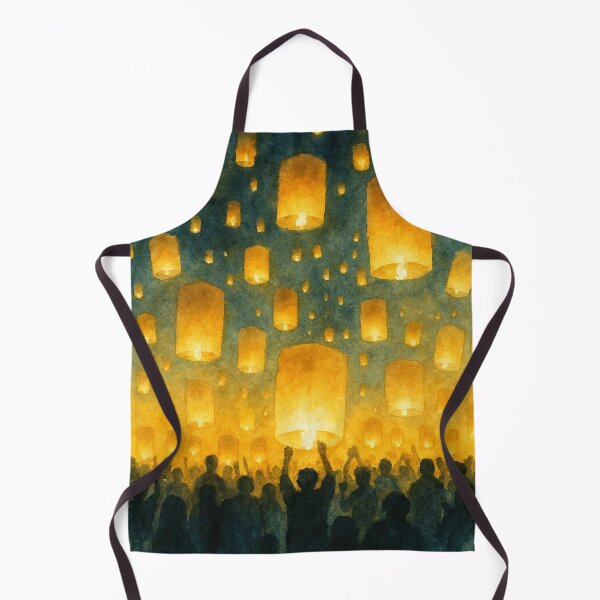 Item preview, Lantern Night — Yi Peng Sky Lantern Festival 2 (Watercolor) designed and sold by LaiThaiPatterns.