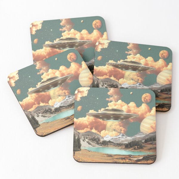 Item preview, Surreal UFO Above Mountain Lake with Planets designed and sold by Jirka Svetlik, Studio Illuvision.