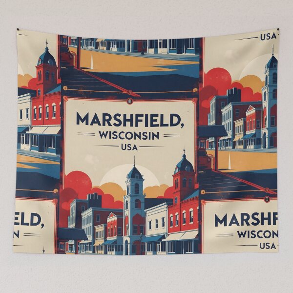 Item preview, Marshfield Wisconsin 1950s USA Vintage Travel Tourism designed and sold by TravelersGems.