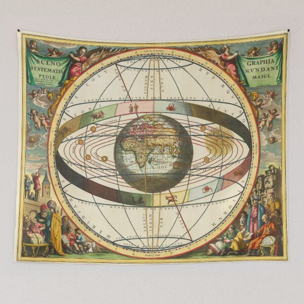 Item preview, Medieval Map of the Solar System and Astrological signs with Earth at the center designed and sold by Vintage Designs +.