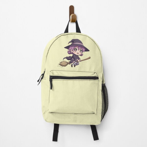 Item preview, Cute Chibi Witch on Broom Whimsical Halloween Art Adorable Kawaii Flying Sorceress designed and sold by bvdesignart.